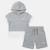 Ensemble  garcon - sweat à capuche manches courtes et bermuda Beige+Gris+Marine+Vert 7 - vertbaudet enfant 