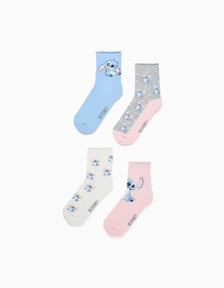 Fille-Lot de 4 chaussettes stitch