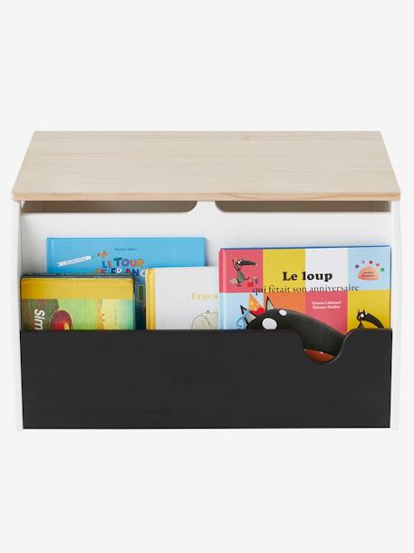 Coffre à livres et jouets SCHOOL blanc - bois - ardoise 5 - vertbaudet enfant 