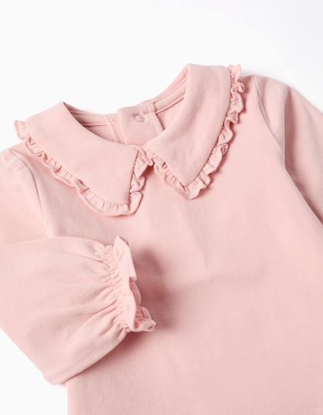Body à manches longues avec col à volants Rose clair 3 - vertbaudet enfant 