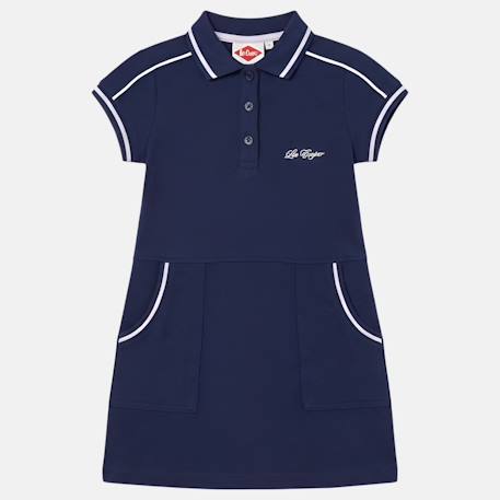Robe  fille  style polo manches courtes Marine+Rose+Rose clair 3 - vertbaudet enfant 