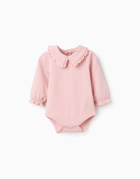 Body à manches longues avec col à volants Rose clair 1 - vertbaudet enfant 