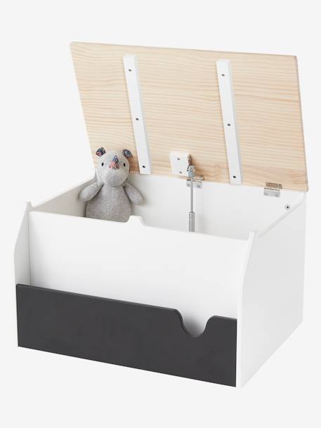 Coffre à livres et jouets SCHOOL blanc - bois - ardoise 4 - vertbaudet enfant 