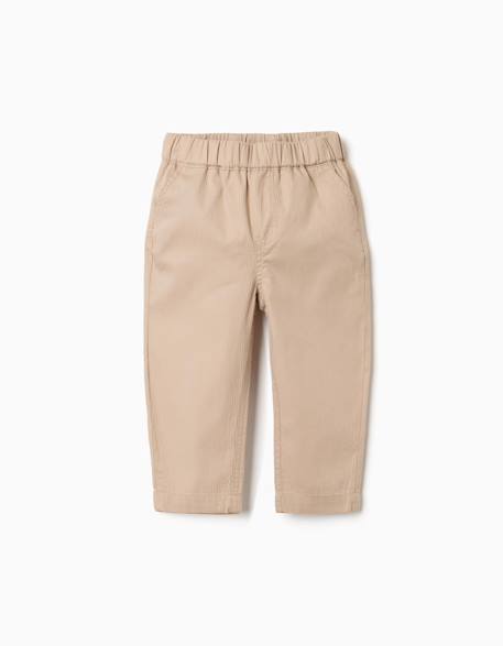 Pantalon baggy en coton facile à enfiler b&s Beige 1 - vertbaudet enfant 