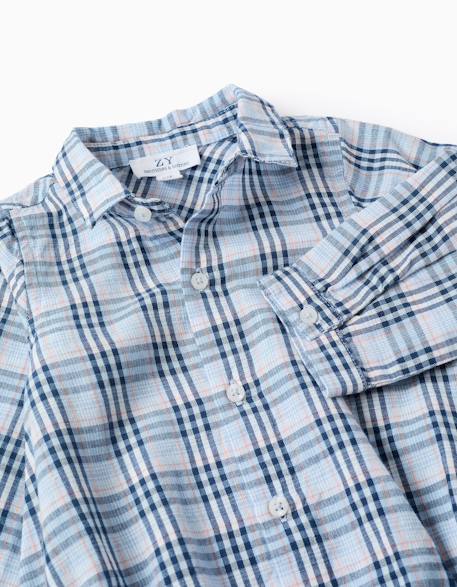 Body-chemise en coton et à carreaux b&s Bleu foncé 3 - vertbaudet enfant 