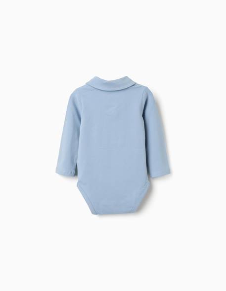 Body en coton avec imprimé sur la poitrine Bleu clair 2 - vertbaudet enfant 