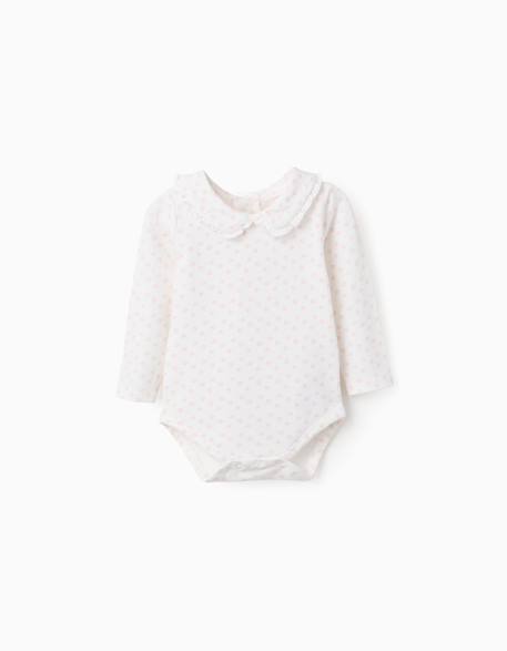 Body à manches longues et motif floral Blanc 1 - vertbaudet enfant 