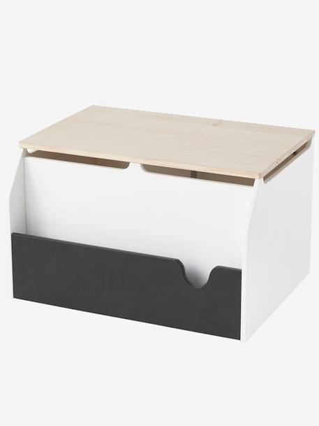 Coffre à livres et jouets SCHOOL blanc - bois - ardoise 3 - vertbaudet enfant 