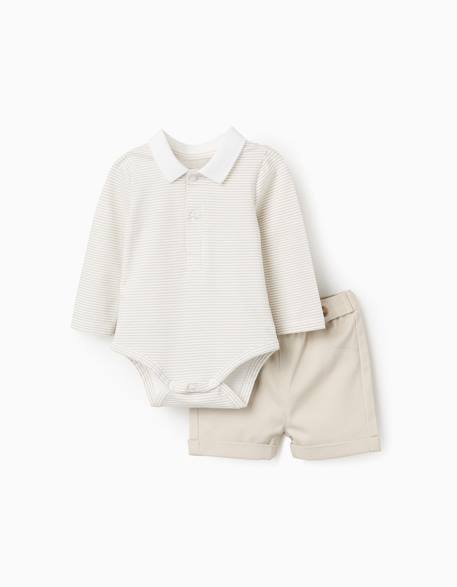 Bébé-Ensemble-Body rayé + short en sergé