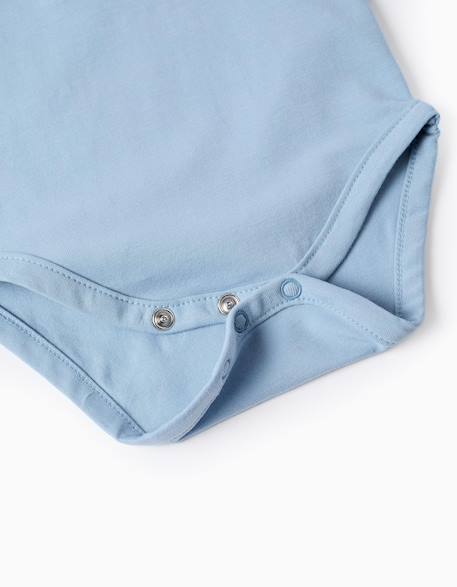 Body en coton avec imprimé sur la poitrine Bleu clair 4 - vertbaudet enfant 