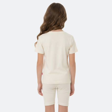 Ensemble fille t-shirt manches courtes et bermuda Beige+Fushia+Rosatre+Vert 2 - vertbaudet enfant 