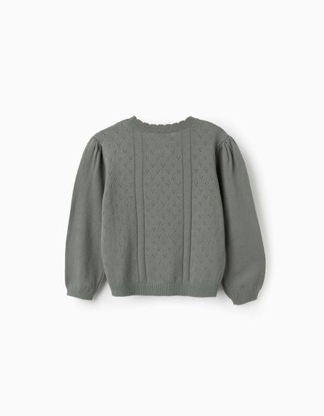 Pull en maille ajourée de coton b&s Vert clair 2 - vertbaudet enfant 