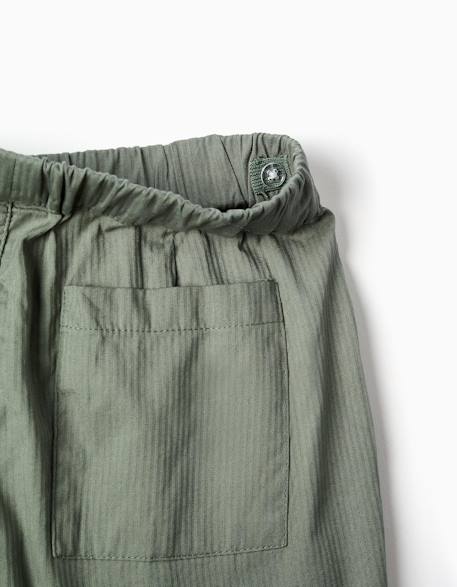 Pantalon baggy en coton facile à enfiler b&s Beige+Vert clair 7 - vertbaudet enfant 