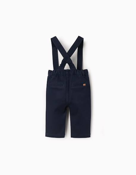 Pantalon en sergé avec bretelles Bleu foncé 2 - vertbaudet enfant 