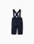 Pantalon en sergé avec bretelles Bleu foncé 2 - vertbaudet enfant 