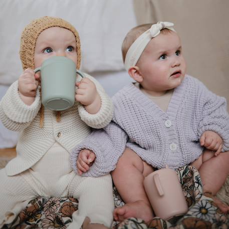 Tasse d'apprentissage en silicone Ecru+Fumée+Rose+Vert d'eau 18 - vertbaudet enfant 