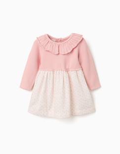 Bébé-Robe, jupe-Robe bi-matière à motif floral