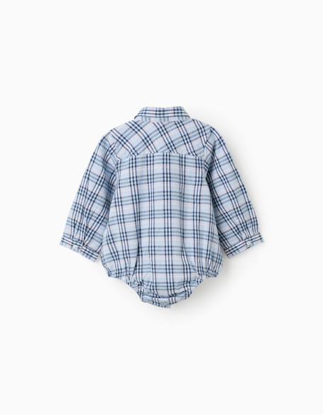 Body-chemise en coton et à carreaux b&s Bleu foncé 2 - vertbaudet enfant 