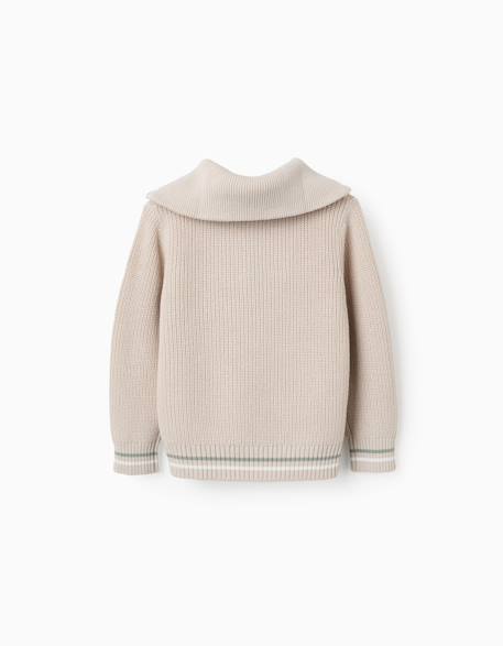 Pull en coton avec col zippé b&s Beige 3 - vertbaudet enfant 