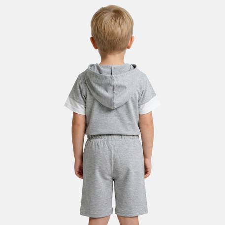 Ensemble  garcon - sweat à capuche manches courtes et bermuda Beige+Gris+Marine+Vert 6 - vertbaudet enfant 