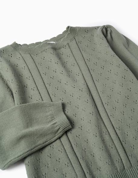 Pull en maille ajourée de coton b&s Vert clair 3 - vertbaudet enfant 