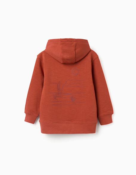 Sweat en coton à capuche et imprimé lanzarote Orange+Vert foncé 2 - vertbaudet enfant 