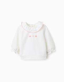 -Sweat en coton avec fleurs en relief