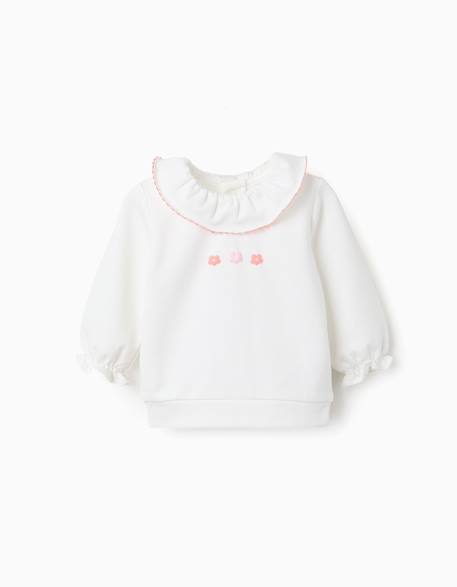 Bébé-Pull, gilet, sweat-Sweat-Sweat en coton avec fleurs en relief