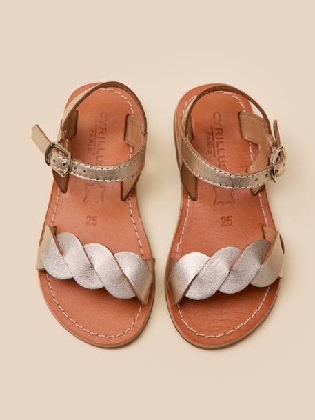 Sandales tressées fille en cuir Dore 3 - vertbaudet enfant 