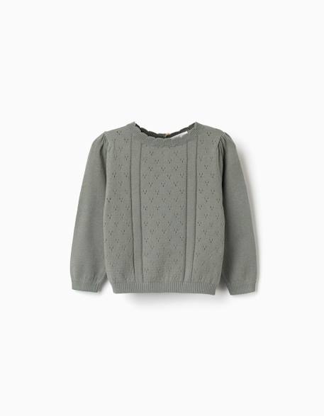 Pull en maille ajourée de coton b&s Vert clair 1 - vertbaudet enfant 