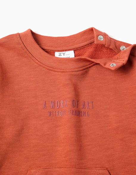 Sweat en coton à imprimé volcanic island Orange+Vert foncé 3 - vertbaudet enfant 