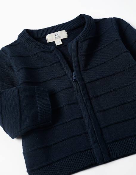 Gilet en maille avec lignes en relief Bleu 3 - vertbaudet enfant 