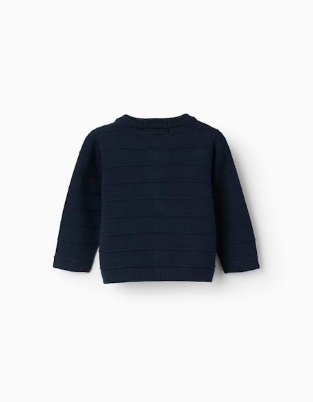 Gilet en maille avec lignes en relief Bleu 2 - vertbaudet enfant 