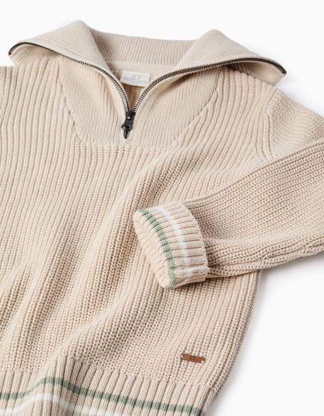 Pull en coton avec col zippé b&s Beige 4 - vertbaudet enfant 
