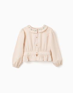 Blouse en popeline à volants et manches ballon b&s  - vertbaudet enfant