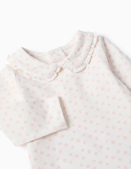 Body à manches longues et motif floral Blanc 3 - vertbaudet enfant 