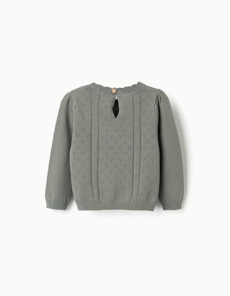 Pull en maille ajourée de coton b&s Vert clair 2 - vertbaudet enfant 