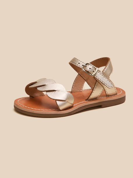 Sandales tressées fille en cuir Dore 2 - vertbaudet enfant 