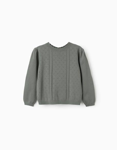 Pull en maille ajourée de coton b&s Vert clair 1 - vertbaudet enfant 