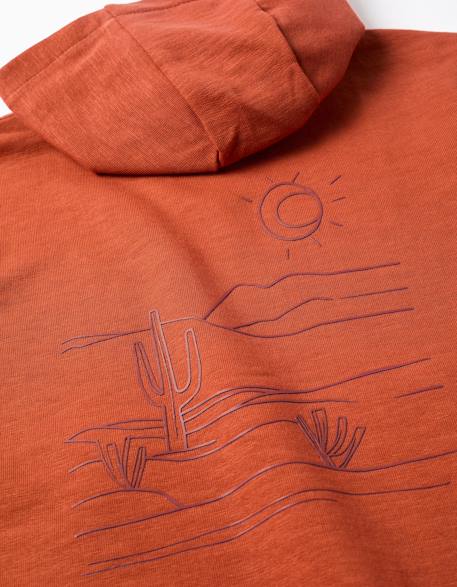 Sweat en coton à capuche et imprimé lanzarote Orange+Vert foncé 4 - vertbaudet enfant 