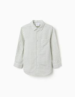 Chemise en coton à manches longues et vichy b&s  - vertbaudet enfant