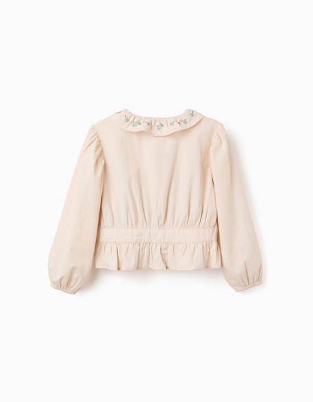 Blouse en popeline à volants et manches ballon b&s Beige 2 - vertbaudet enfant 