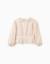 Blouse en popeline à volants et manches ballon b&s Beige 2 - vertbaudet enfant 