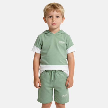 Garçon-Ensemble  garcon - sweat à capuche manches courtes et bermuda