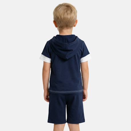Ensemble  garcon - sweat à capuche manches courtes et bermuda Beige+Gris+Marine+Vert 9 - vertbaudet enfant 