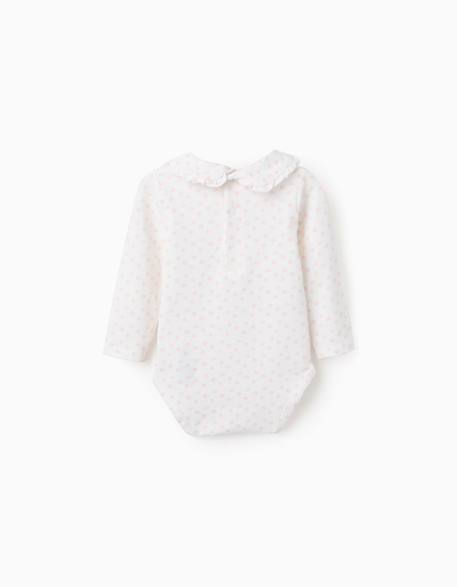 Body à manches longues et motif floral Blanc 2 - vertbaudet enfant 
