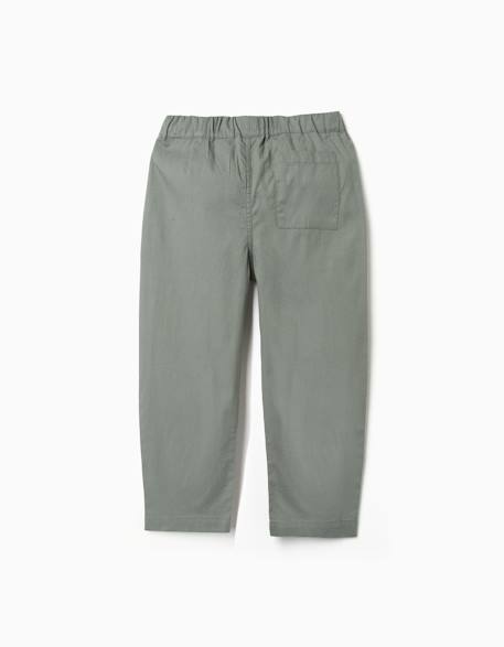 Pantalon baggy en coton facile à enfiler b&s Beige+Vert clair 6 - vertbaudet enfant 