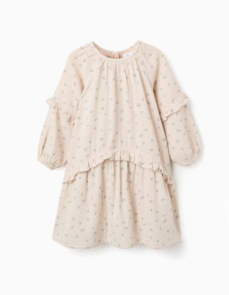 Robe en coton bambula à motif floral b&s Beige 3 - vertbaudet enfant 