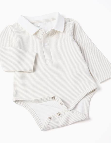 Body rayé + short en sergé Beige clair 3 - vertbaudet enfant 