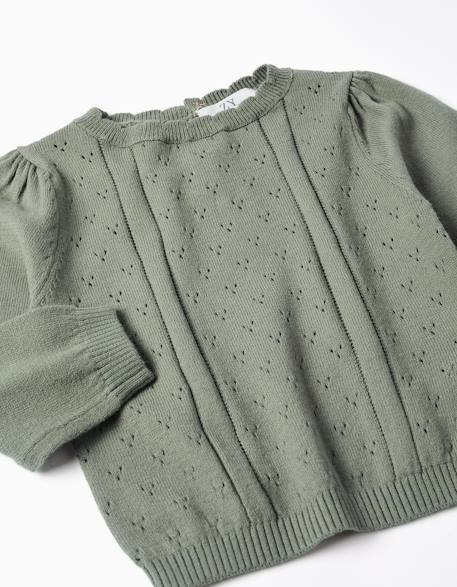 Pull en maille ajourée de coton b&s Vert clair 3 - vertbaudet enfant 